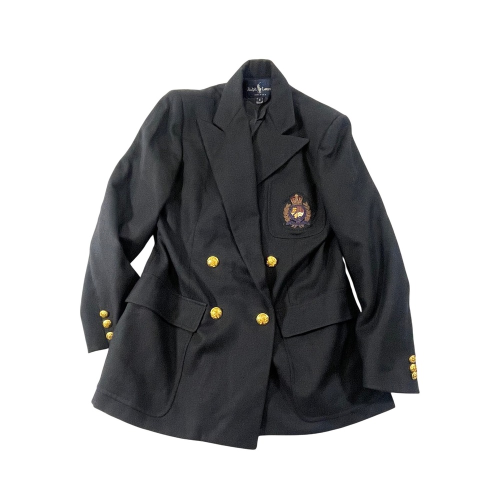 Vintage Ralph Lauren‎ Crest Blazer Equestrian Prep School 90s Wool Jacket Size 6